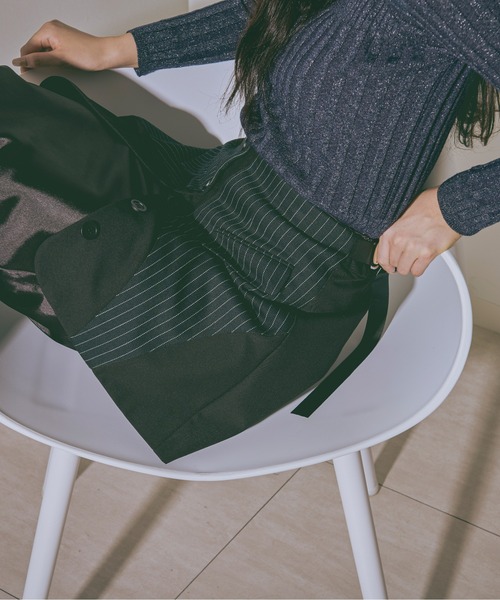 Ezick(エジック)の「Layered ashime stripe スカートベルト(ベルト・レディース・ブラック/ネイビー・FREE)」の15枚目の写真