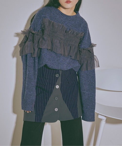 Ezick(エジック)の「Layered ashime stripe スカートベルト(ベルト・レディース・ブラック/ネイビー・FREE)」の19枚目の写真