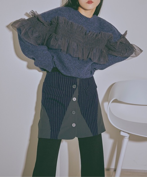 Ezick(エジック)の「Layered ashime stripe スカートベルト(ベルト・レディース・ブラック/ネイビー・FREE)」の20枚目の写真