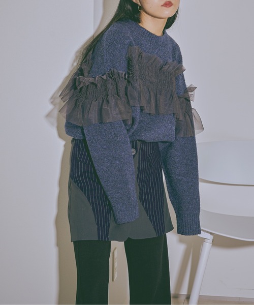 Ezick(エジック)の「Layered ashime stripe スカートベルト(ベルト・レディース・ブラック/ネイビー・FREE)」の21枚目の写真