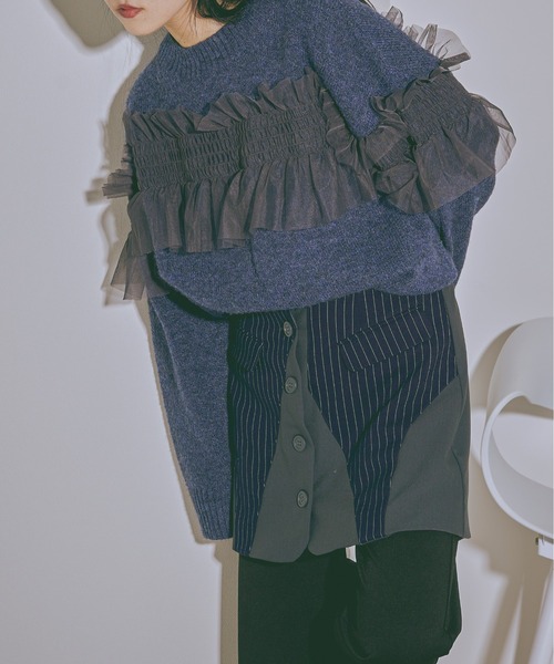 Ezick(エジック)の「Layered ashime stripe スカートベルト(ベルト・レディース・ブラック/ネイビー・FREE)」の22枚目の写真