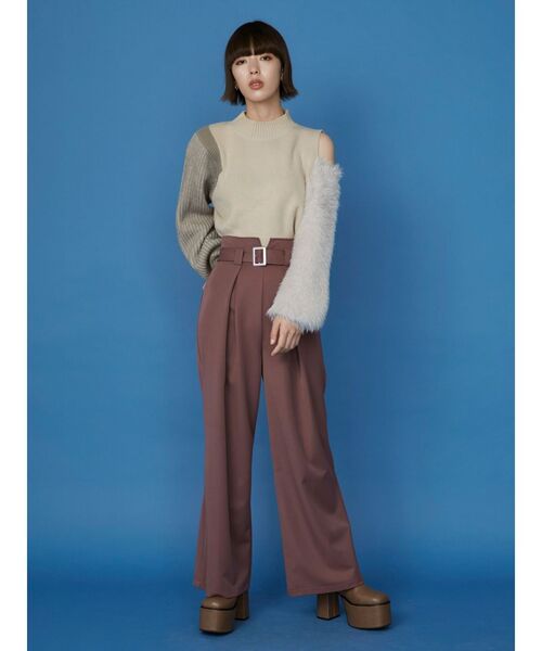 MURUA（ムルーア）の「カラーブロックシャギーニット（ニット/セーター・レディース・ブラック/グリーン/アイボリー・FREE）」の6枚目の写真