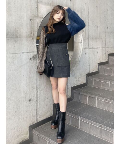 MURUA（ムルーア）の「カラーブロックシャギーニット（ニット/セーター・レディース・ブラック/グリーン/アイボリー・FREE）」の18枚目の写真