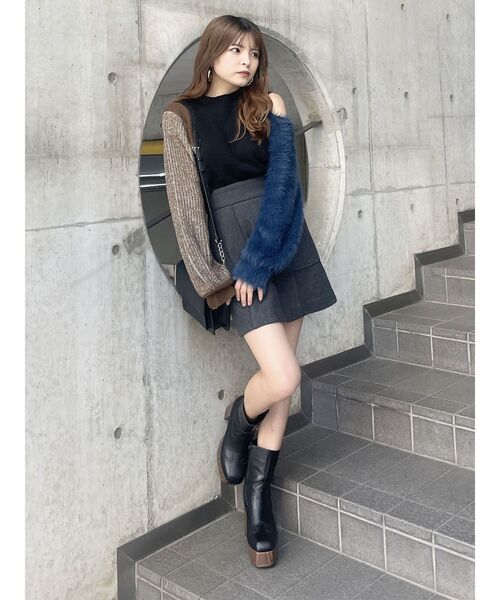 MURUA（ムルーア）の「カラーブロックシャギーニット（ニット/セーター・レディース・ブラック/グリーン/アイボリー・FREE）」の19枚目の写真