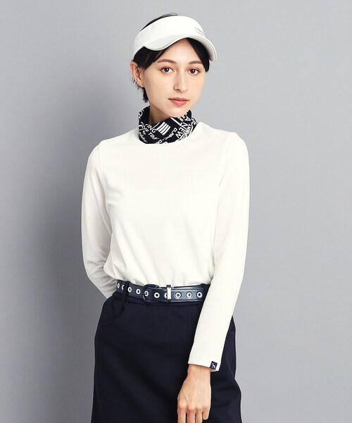 adabat（アダバット）の「◆コーデュロイ素材 モックネック 長袖プルオーバー（Tシャツ/カットソー・レディース・ネイビー/ホワイト・40/42/38/36）」の2枚目の写真