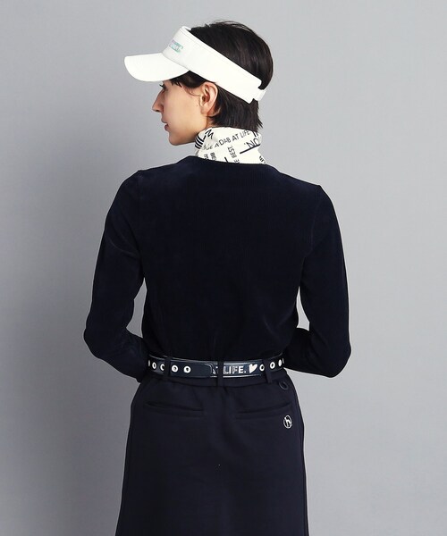 adabat（アダバット）の「◆コーデュロイ素材 モックネック 長袖プルオーバー（Tシャツ/カットソー・レディース・ネイビー/ホワイト・40/42/38/36）」の8枚目の写真