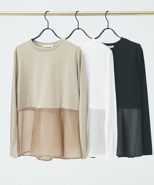 abahouse mavie（アバハウスマヴィ）の「シアーコンビ・レイヤードインナー（Tシャツ/カットソー・レディース・ブラック/ブラック系その他/ホワイト系その他/ベージュ/ホワイト・フリー）」の5枚目の写真