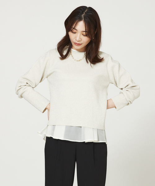 abahouse mavie（アバハウスマヴィ）の「シアーコンビ・レイヤードインナー（Tシャツ/カットソー・レディース・ブラック/ブラック系その他/ホワイト系その他/ベージュ/ホワイト・フリー）」の7枚目の写真