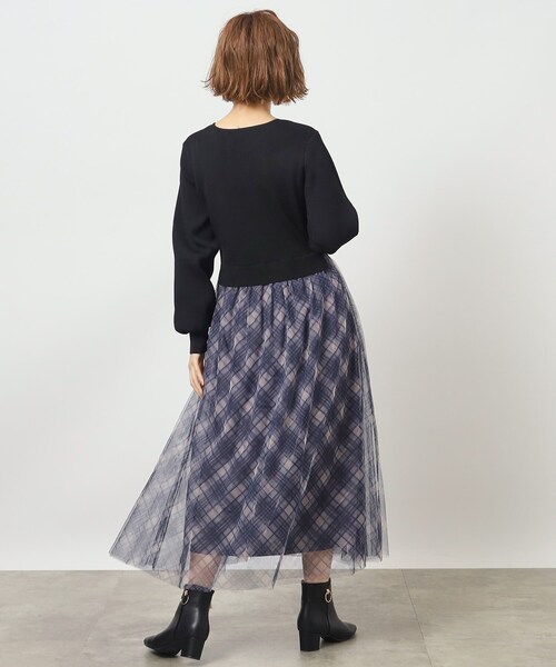 grove（グローブ）の「◆チュールドッキングニットワンピース（ワンピース・レディース・ブラック系1/アイボリー/ブラウン系その他・01/02/03/04/05）」の10枚目の写真