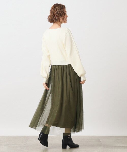 grove（グローブ）の「◆チュールドッキングニットワンピース（ワンピース・レディース・ブラック系1/アイボリー/ブラウン系その他・01/02/03/04/05）」の14枚目の写真