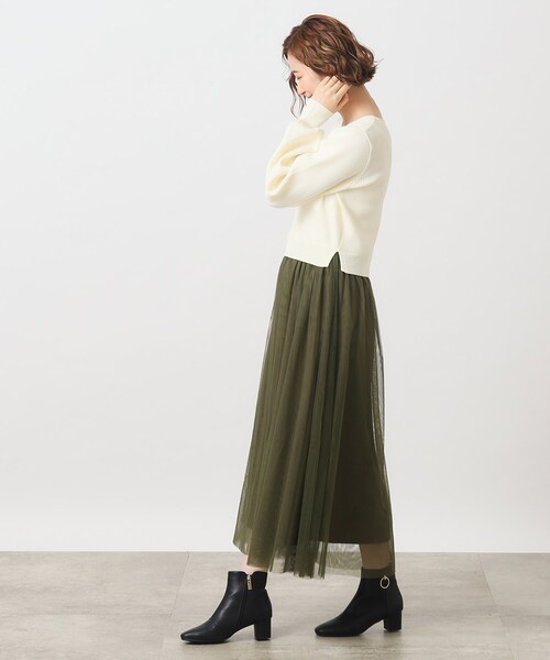 grove（グローブ）の「◆チュールドッキングニットワンピース（ワンピース・レディース・ブラック系1/アイボリー/ブラウン系その他・01/02/03/04/05）」の17枚目の写真