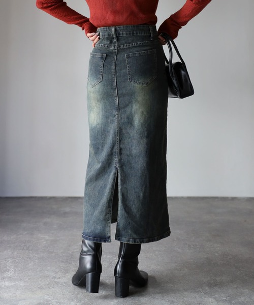 Riberry（リベリー）の「トラペーズウォッシュデニムスカート（デニムスカート・レディース・ブルー/ブラック・FREE）」の6枚目の写真