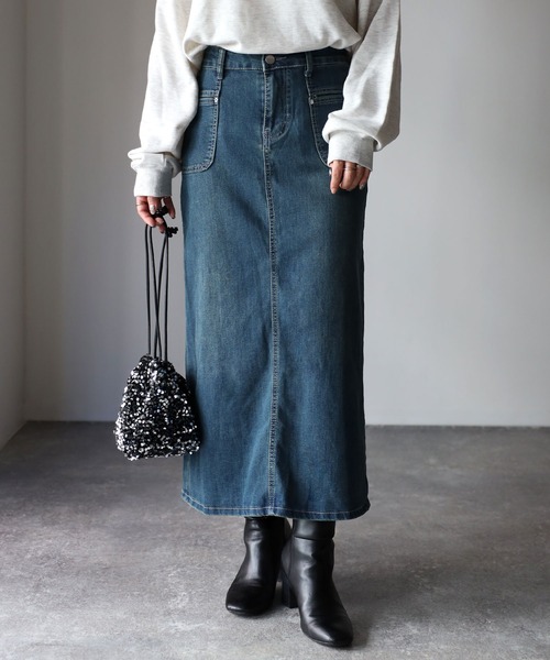 Riberry（リベリー）の「トラペーズウォッシュデニムスカート（デニムスカート・レディース・ブルー/ブラック・FREE）」の7枚目の写真