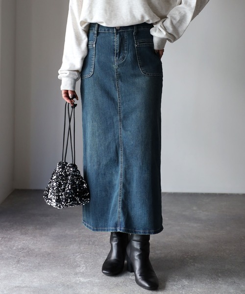 Riberry（リベリー）の「トラペーズウォッシュデニムスカート（デニムスカート・レディース・ブルー/ブラック・FREE）」の12枚目の写真
