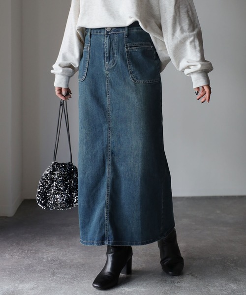 Riberry（リベリー）の「トラペーズウォッシュデニムスカート（デニムスカート・レディース・ブルー/ブラック・FREE）」の8枚目の写真