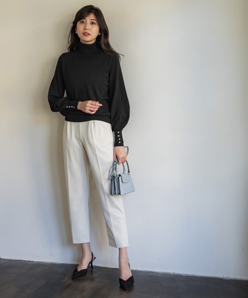 セール】金ボタンタートルネックニットトップス（ニット