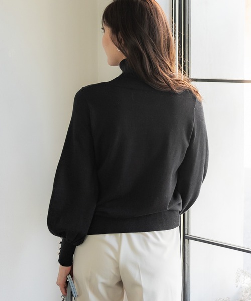 セール】金ボタンタートルネックニットトップス（ニット/セーター