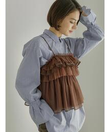 Te chichi | 【宮本茉由着用】チュールオーガンジーフリルキャミブラウス(シャツ/ブラウス)