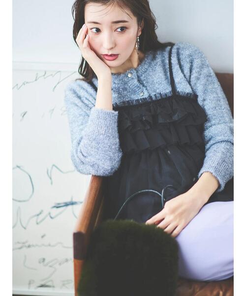 Te chichi（テチチ）の「【宮本茉由着用】チュールオーガンジーフリルキャミブラウス（シャツ/ブラウス・レディース・ブラウン/ブラック/オフホワイト・F）」の5枚目の写真