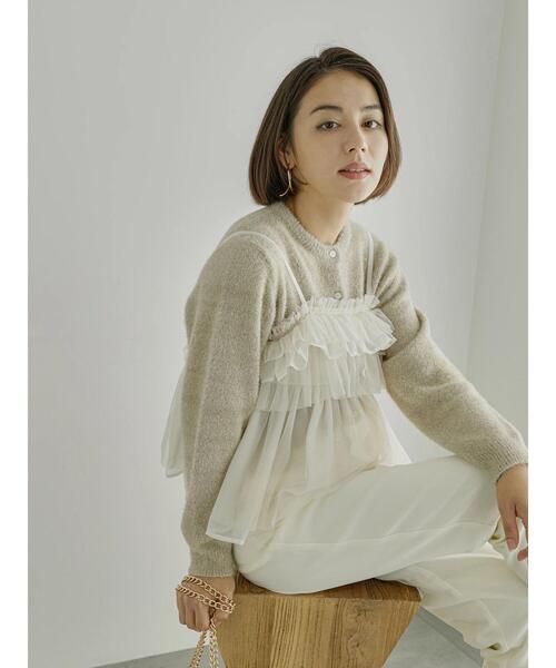 Te chichi（テチチ）の「【宮本茉由着用】チュールオーガンジーフリルキャミブラウス（シャツ/ブラウス・レディース・ブラウン/ブラック/オフホワイト・F）」の8枚目の写真