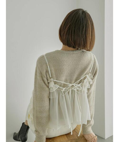 Te chichi（テチチ）の「【宮本茉由着用】チュールオーガンジーフリルキャミブラウス（シャツ/ブラウス・レディース・ブラウン/ブラック/オフホワイト・F）」の10枚目の写真