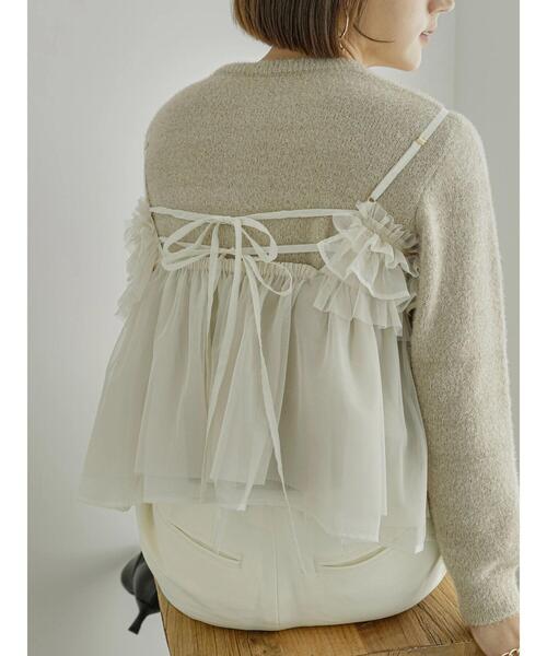 Te chichi（テチチ）の「【宮本茉由着用】チュールオーガンジーフリルキャミブラウス（シャツ/ブラウス・レディース・ブラウン/ブラック/オフホワイト・F）」の11枚目の写真