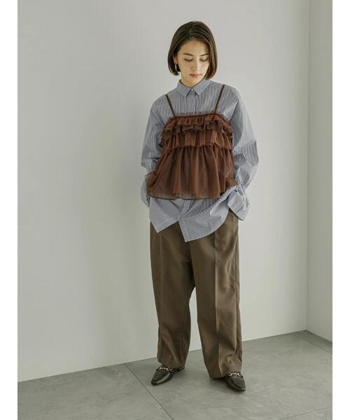 Te chichi（テチチ）の「【宮本茉由着用】チュールオーガンジーフリルキャミブラウス（シャツ/ブラウス・レディース・ブラウン/ブラック/オフホワイト・F）」の13枚目の写真