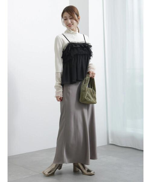 Te chichi（テチチ）の「【宮本茉由着用】チュールオーガンジーフリルキャミブラウス（シャツ/ブラウス・レディース・ブラウン/ブラック/オフホワイト・F）」の18枚目の写真