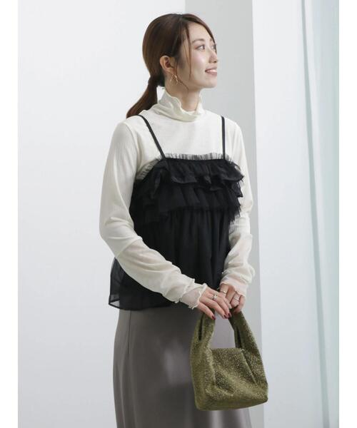 Te chichi（テチチ）の「【宮本茉由着用】チュールオーガンジーフリルキャミブラウス（シャツ/ブラウス・レディース・ブラウン/ブラック/オフホワイト・F）」の19枚目の写真
