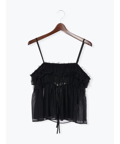 Te chichi（テチチ）の「【宮本茉由着用】チュールオーガンジーフリルキャミブラウス（シャツ/ブラウス・レディース・ブラウン/ブラック/オフホワイト・F）」の22枚目の写真