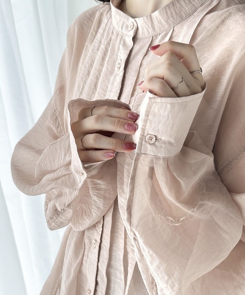 セール】大人のフェミニン。前後2way タック入りシアーブラウス