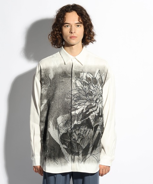 HARE（ハレ）の「フロントダークフラワープリントシャツ(HARE)（シャツ/ブラウス・メンズ・ブラック/ホワイト・FREE）」の8枚目の写真