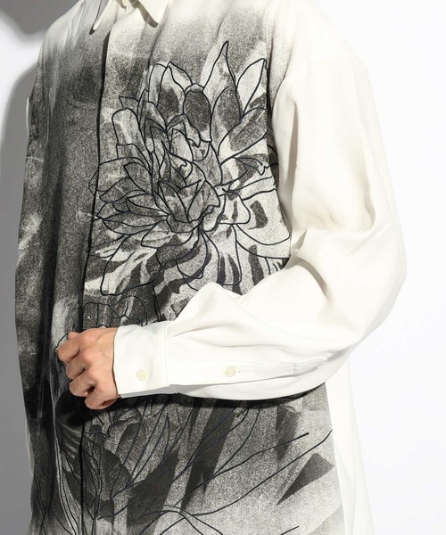 HARE（ハレ）の「フロントダークフラワープリントシャツ(HARE)（シャツ/ブラウス・メンズ・ブラック/ホワイト・FREE）」の13枚目の写真