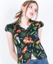 HYSTERIC GLAMOUR | CR/SCRAP OF CRAMPS総柄 オープンカラーSH(シャツ/ブラウス)