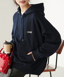 ロゴ刺繍ハーフZIP 裏毛スウェットパーカー/フーディープルオーバー