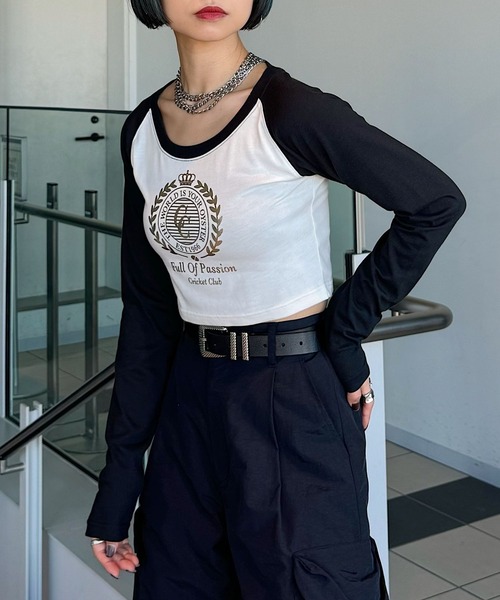 PAGEBOY（ページボーイ）の「ピッタミニラグランロンT（Tシャツ/カットソー・レディース・グレー/オフホワイト・FREE）」の15枚目の写真