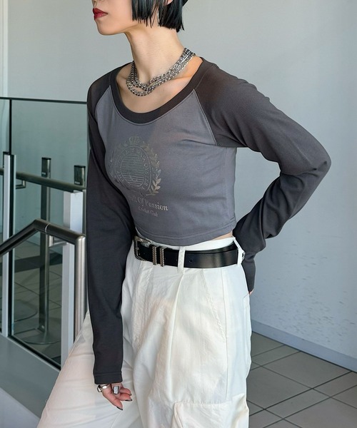 PAGEBOY（ページボーイ）の「ピッタミニラグランロンT（Tシャツ/カットソー・レディース・グレー/オフホワイト・FREE）」の14枚目の写真