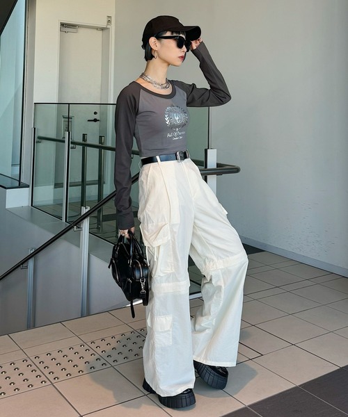 PAGEBOY（ページボーイ）の「ピッタミニラグランロンT（Tシャツ/カットソー・レディース・グレー/オフホワイト・FREE）」の16枚目の写真