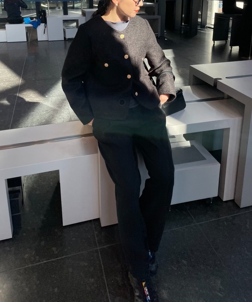 ap retro（アプレトロ）の「ノーカラージャケット（ノーカラージャケット・レディース・ブラック/アイボリー・FREE）」の11枚目の写真