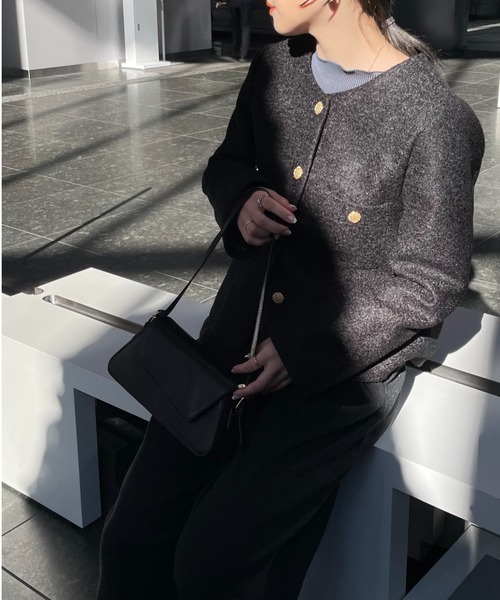 ap retro（アプレトロ）の「ノーカラージャケット（ノーカラージャケット・レディース・ブラック/アイボリー・FREE）」の3枚目の写真