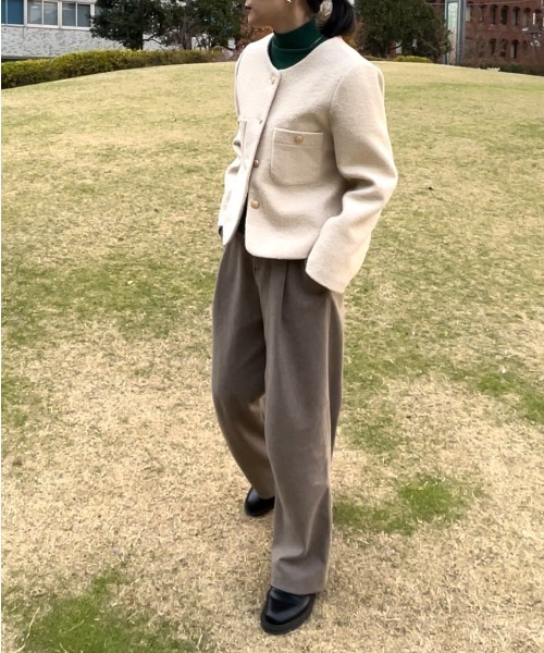 ap retro（アプレトロ）の「ノーカラージャケット（ノーカラージャケット・レディース・ブラック/アイボリー・FREE）」の19枚目の写真