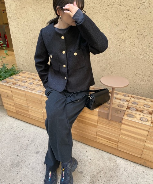 ap retro（アプレトロ）の「ノーカラージャケット（ノーカラージャケット・レディース・ブラック/アイボリー・FREE）」の12枚目の写真