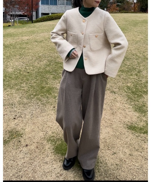 ap retro（アプレトロ）の「ノーカラージャケット（ノーカラージャケット・レディース・ブラック/アイボリー・FREE）」の20枚目の写真