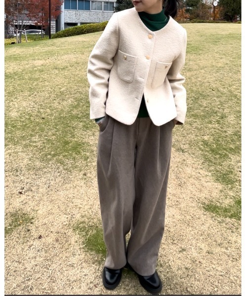 ap retro（アプレトロ）の「ノーカラージャケット（ノーカラージャケット・レディース・ブラック/アイボリー・FREE）」の21枚目の写真