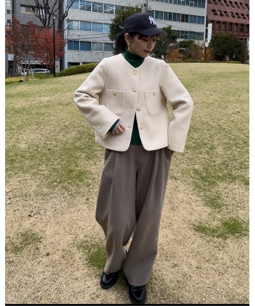 ap retro（アプレトロ）の「ノーカラージャケット（ノーカラージャケット・レディース・ブラック/アイボリー・FREE）」の22枚目の写真