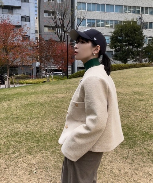 ap retro（アプレトロ）の「ノーカラージャケット（ノーカラージャケット・レディース・ブラック/アイボリー・FREE）」の13枚目の写真