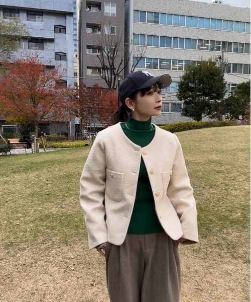 ap retro（アプレトロ）の「ノーカラージャケット（ノーカラージャケット・レディース・ブラック/アイボリー・FREE）」の14枚目の写真