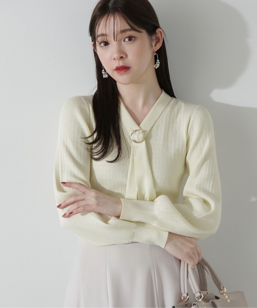 PROPORTION BODY DRESSING(プロポーションボディドレッシング)の「ボウタイリングランダムリブニット / 1214170200(ニット/セーター・レディース・イエロー/グレー/ホワイト系その他/ブラック・SMALL/MEDIUM)」の19枚目の写真