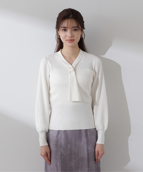 PROPORTION BODY DRESSING(プロポーションボディドレッシング)の「ボウタイリングランダムリブニット / 1214170200(ニット/セーター・レディース・イエロー/グレー/ホワイト系その他/ブラック・SMALL/MEDIUM)」の8枚目の写真