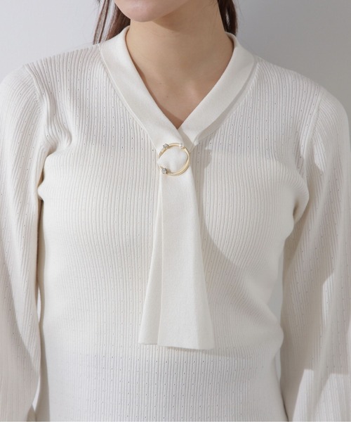 PROPORTION BODY DRESSING(プロポーションボディドレッシング)の「ボウタイリングランダムリブニット / 1214170200(ニット/セーター・レディース・イエロー/グレー/ホワイト系その他/ブラック・SMALL/MEDIUM)」の11枚目の写真